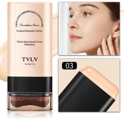 Inspired Finds TVLV Eraser Foundation Stick Long Lasting Concealer & Liquid Foundation With Built In Brush For Flawless, Natural Cove warmbeige 03