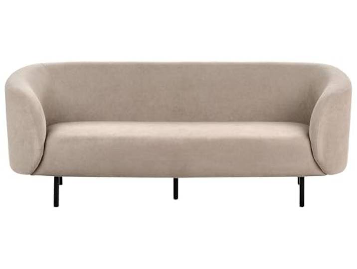 Beliani Sofa im Art-Déco-Stil mit Armlehnen Metallgestell Stoff beige/schwarz Loen