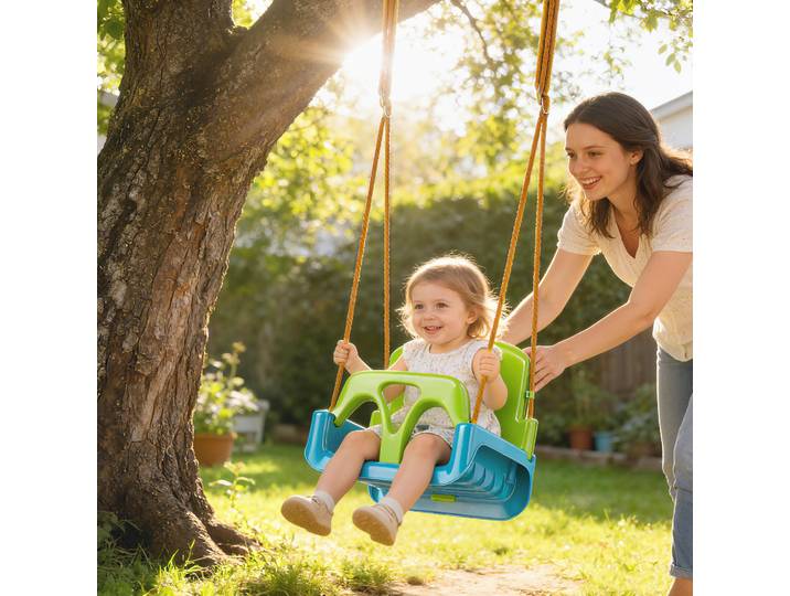 Outsunny Balançoire Enfants 3 en 1 Int/Ext Vert 9-36 Mois