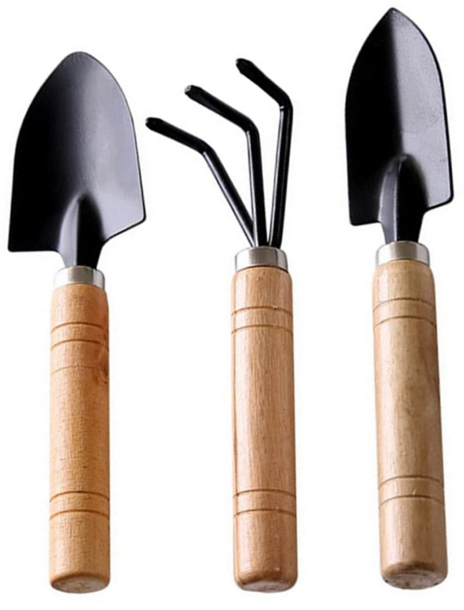 3-delige mini tuingereedschapset voor planten verzorgen in grijs