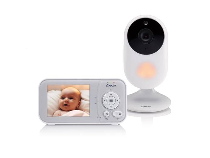 Alecto DVM2028 - Babyphone mit Kamera und 2,8 Zoll Bildschirm - Nachtsicht, Temperaturanzeige und bis zu 19 Stunden Standby-Zeit - Weiß/Grau