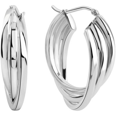 Paar Creolen FIRETTI "Schmuck Geschenk Silber 925 Ohrschmuck Ohrringe mehrreihige Optik", silber (silberfarben), Ohrringe, Damen, 25mm, Silber 925 (Sterlingsilber)