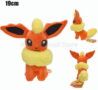 Lush Living Finds Pokemon Plush Toy, Mimikyu Eevee Umbreon Flareon Jolteon Vaporeon Glaceon Sylveon Espeon Evolution Stuffed Peluche Doll x Sitting Flareon
