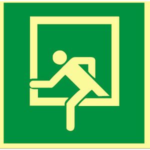 Abtec Hinweisschild DIN 4844-2 Kunststoff, 20 x 20 cm, langnachleuchtend, Notfenster