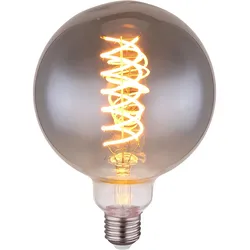 LED Lampe Leuchtmittel Filament 8 Watt warmweiß 2000 Kelvin 280 Lumen E27 Fassung Glas rauchfarben dimmbar, DxH 12,5x17,7cm