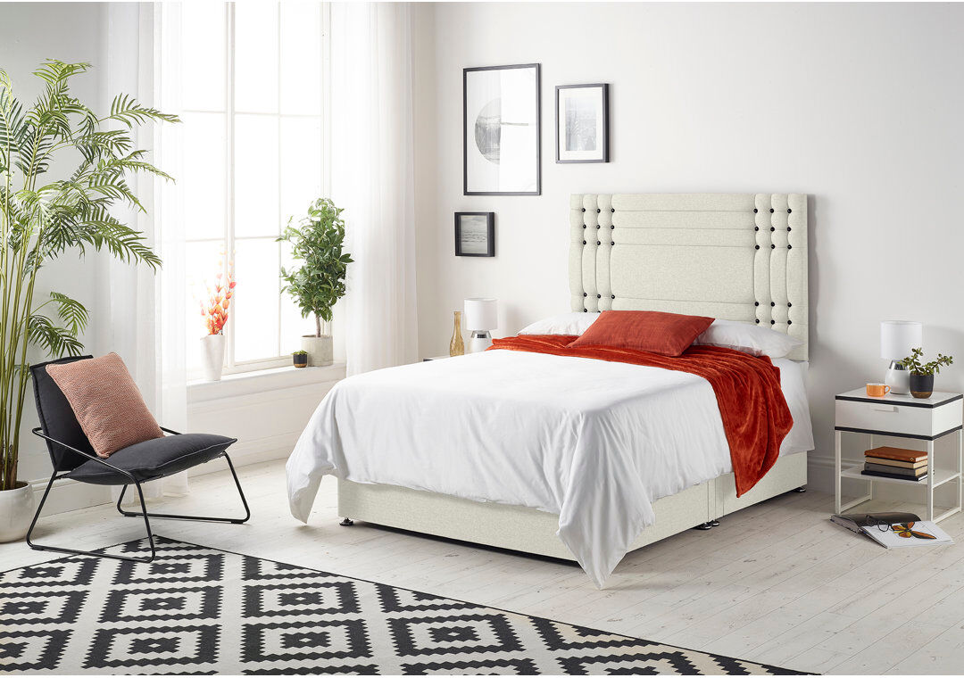 Ebern Designs Dennishia Divan Bed Ivory Double (4'6)