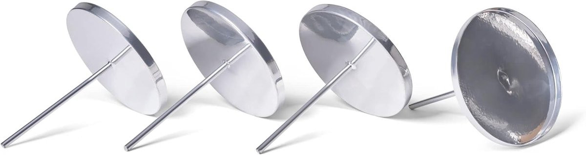 AMPW Set van 4 zilveren kaarsenprikkers van 9 cm voor kerstkrans of adventskrans