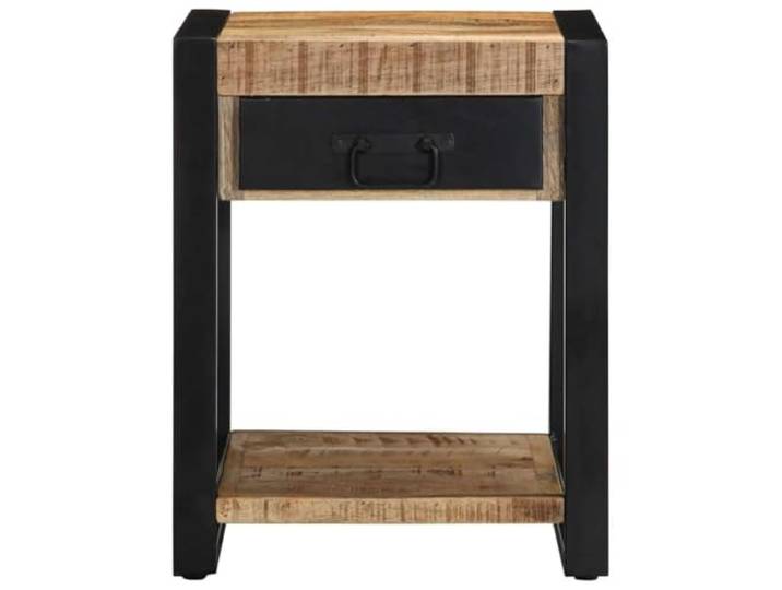KTHLBRH Beistelltisch 40 x 40 x 50 cm aus massivem Mangoholz mit Schublade 1 Schublade, 1 offene Ablage, robuste Tischplatte, Massivholz Mango, Finish und Montage erforderlich, Gerät