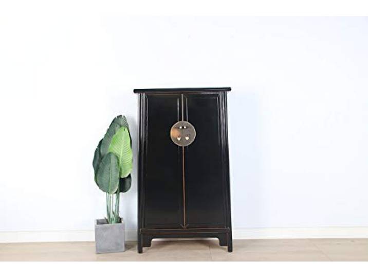 Yajutang Chinesischer Hochzeitschrank Schrank 2 Türen schwarz