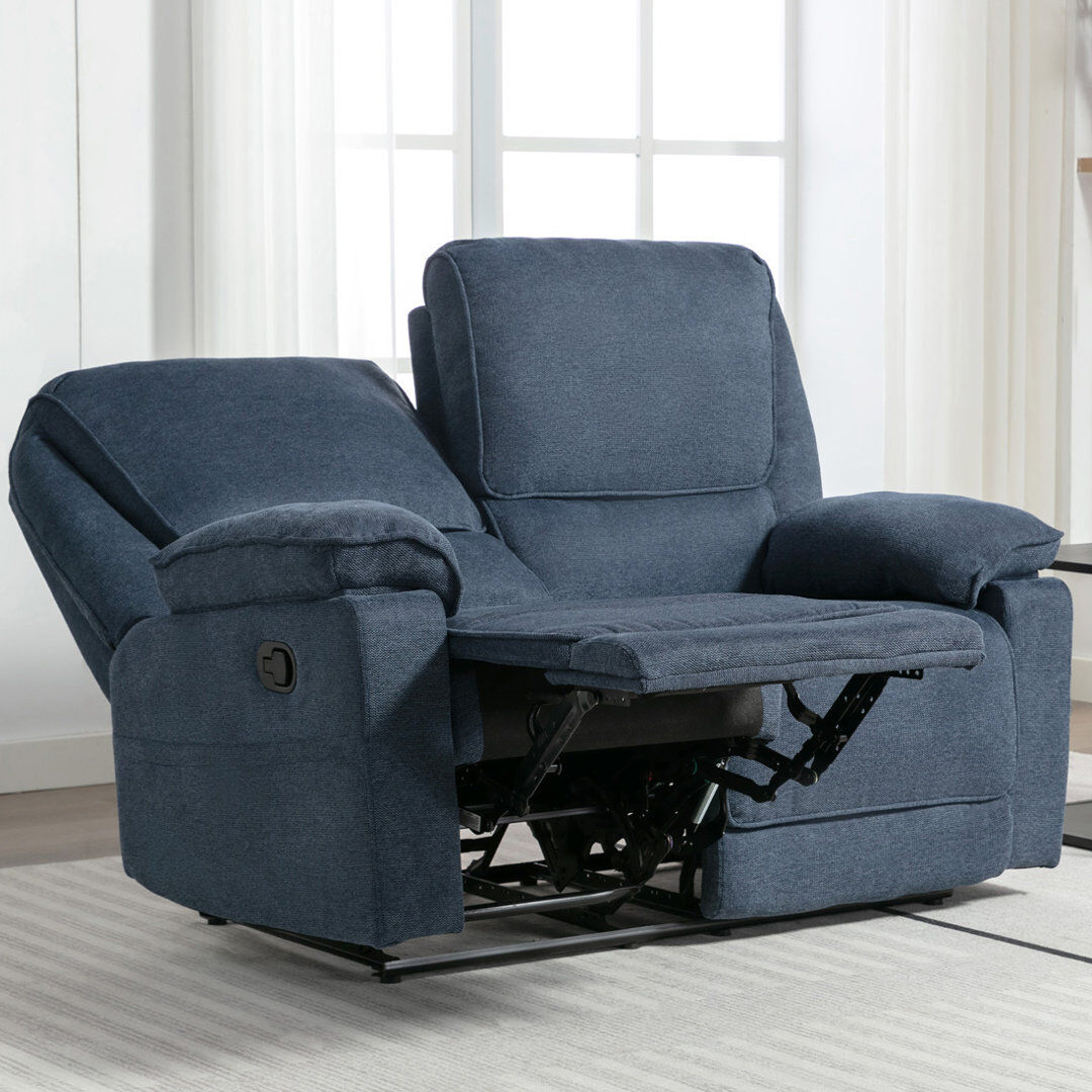 Latitude Run Sydney Latch Recliner 2 Seater Sofa Blue 104cm H X 154cm W X 92cm D