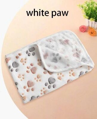 Uplift Essentials Cozy Paw Winter Velvet Pet Fleece Blanket white Paw 41 X 30 In