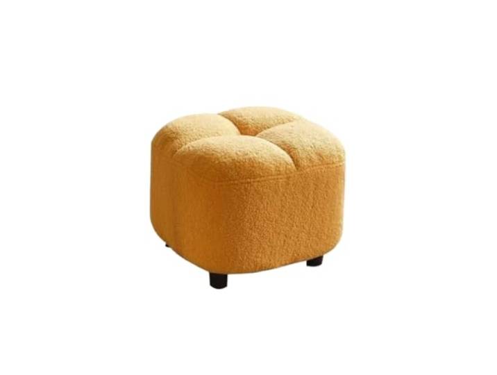 QAUUCP Fußhocker für Wohnzimmer Gemütlicher niedriger Stuhl aus Lammsamt Kleiner Hocker, kreatives Design, Heimgebrauch, Couchtisch, Sofa, moderne minimalistische Möbel(Color1)