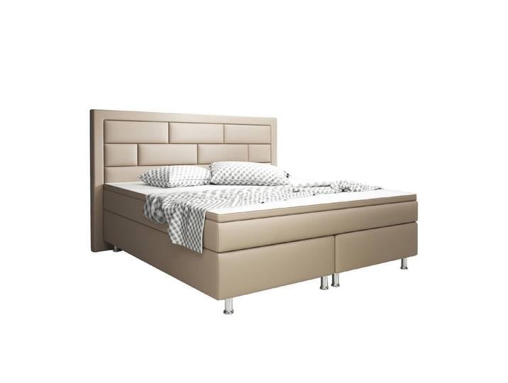 inter Boxspringbett Nizza Kunstleder mit 7 Zonen Taschenfederkernmatratzen und Topper (180x200 cm, Muddy mit 7 Zonen Taschenfederkernmatratzen und Topper), Taschenfederkern-Komfort, gepolstertes Kopfteil, inklusive Matratzen