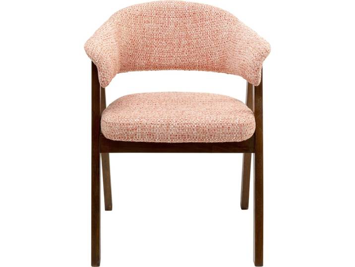 Chaise avec accoudoirs en polyester tressé rose