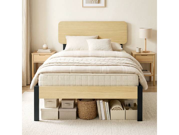 HOMCOM Lit 90x200cm Plateforme avec Tête, Pied et Rangement