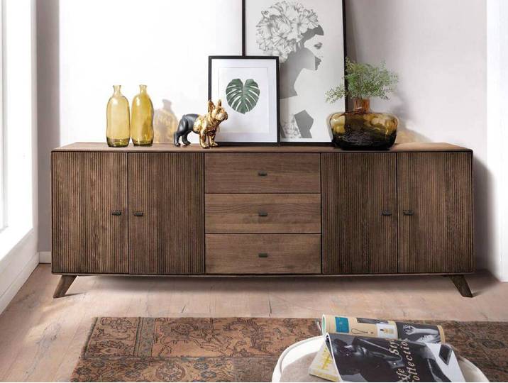 Sideboard 220x75cm 'Lugano' Kernbuche massiv Tabak geölt