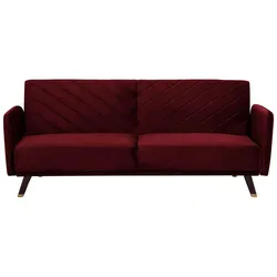 3-SITZER-SCHLAFSOFA Samtstoff Rot Senja