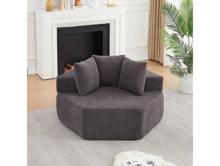 Fauteuil individuel hexagonal de style moderne : un canapé recouvert de velours chenille est le choix idéal gris