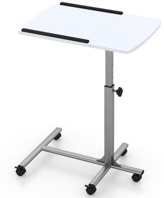 Costway Adjustable Angle Height Rolling Laptop Table-White