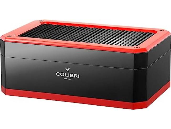 Lifestyle-Ambiente Colibri Rally Humidor * schwarz/rot Digitalhygrometer für 125 Zigarren