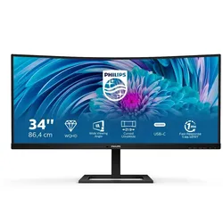 Philips E Line 346E2CUAE/00 Computerbildschirm 86,4 cm (34") 3440 x 1440 Pixel Wide Quad HD+ LCD Schwarz