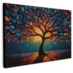 LEINWANDBILD Mosaik - Bunt - Baum - Äste Wanddeko 90x60 cm