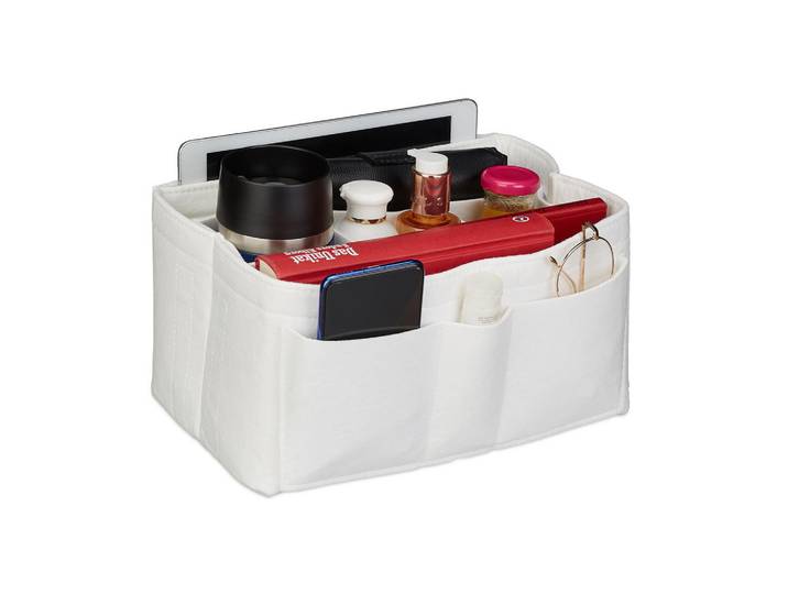 Relaxdays Taschenorganizer Weiß Filz, Textil, 29x16.5x20 cm, Freizeit & Co, Wellness & Gesundheit, Körperpflege