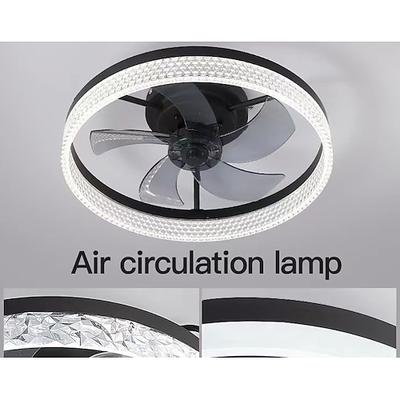 Deckenventilator mit Licht, Flachventilator, Deckenventilator zur Unterputzmontage, dimmbare LED, App Fernbedienung, leiser Gleichstrommotor, für Schlafzimmer, Wohnzimmer