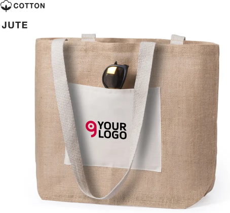 Borsa Farus in juta naturale e cotone, shopper 48x35x15 cm Personalizzate o neutre