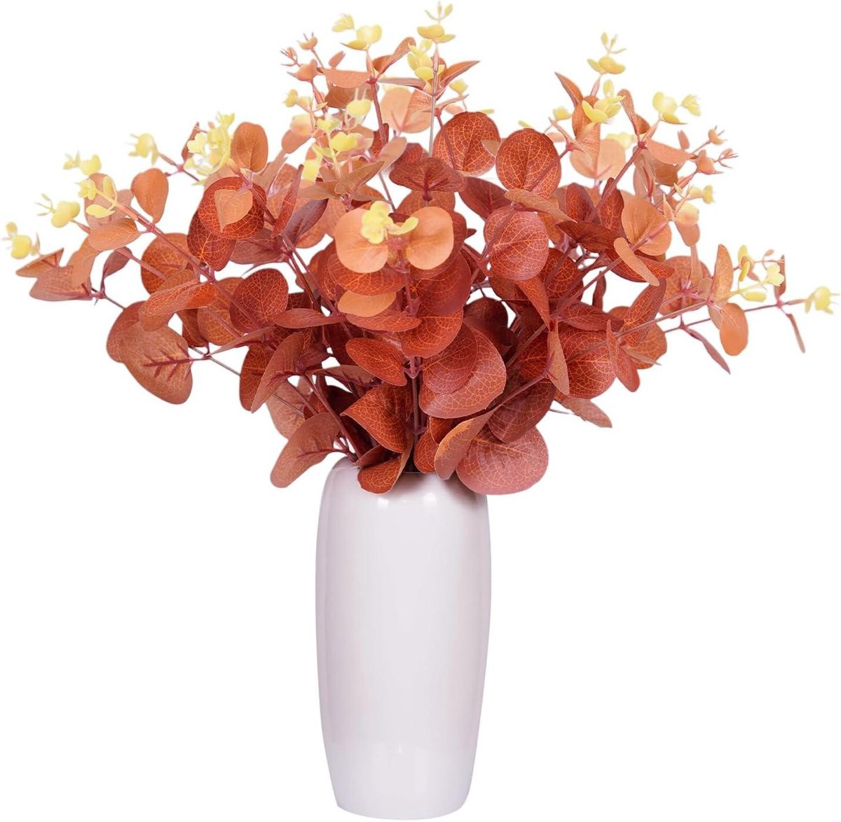 Eucalyptus Decoratie - 30 stuks kunstbladeren takken - Oranje herfst tafeldecoratie met realistisch ontwerp