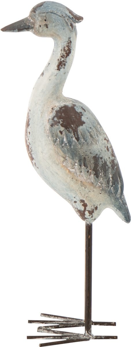 J-Line Decoratie Vogel Antiek - Blauw/Wit - Polyresin - Small
