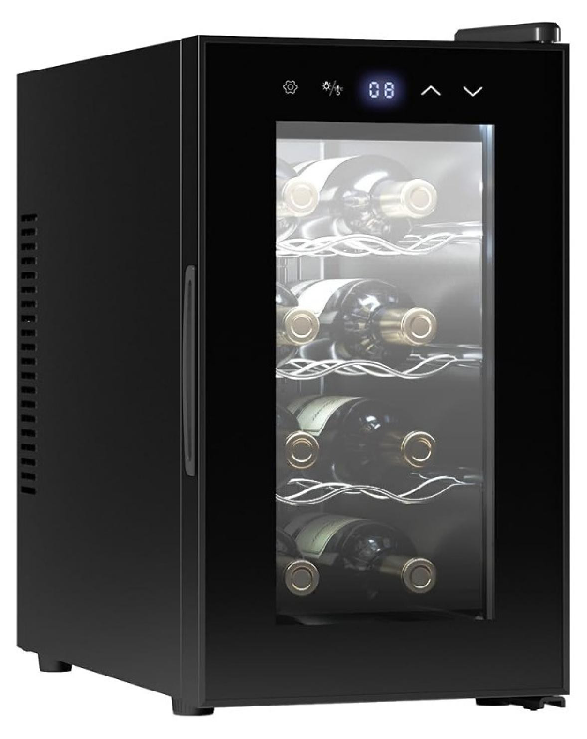 Cecotec GrandSommelier 830 Thermoelektrische wijnkoeler, Vrijstaand, 8 flessen, Zwart