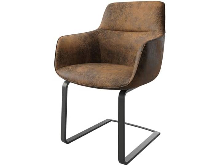 DELIFE Schwingstuhl Pejo-Flex Freischwinger flach Schwarz Braun Antik