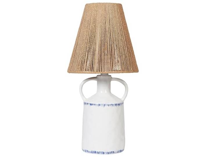 Beliani Lampe de Table en Céramique Blanche et Corde en Papier avec Poignées 51 cm de Chevet Larissos