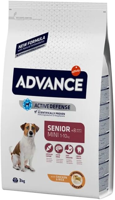 Advance Ração Para Cães Mini Sénior +8 Frango y Arroz 3 Kg