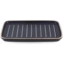 RÖMERTOPF BBQ Grill Plancha mit Grillstegen feuerfester Ton eckig, schwarz