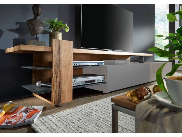 TV-Regal Wild-/Zerreiche 200x50x53 natur geölt FRANKFURT #111