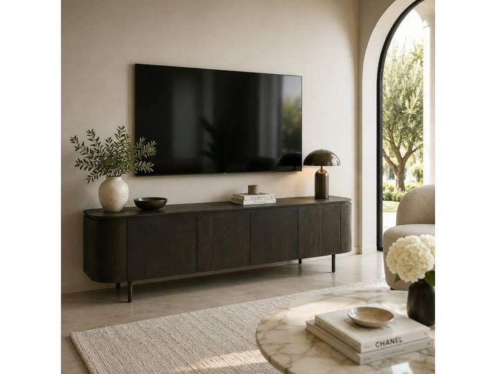 Meuble Tv Design En Chêne Brun 4 Portes Loren