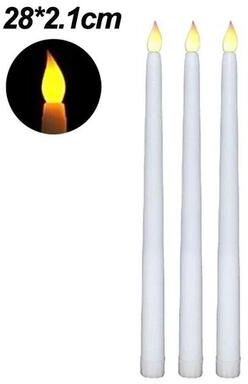 Uplifted Finds Battery Operated LED Flameless Taper Candles Electric Flickering Long Candlesticks For Weddings And Home Decor style B White 1 Pc