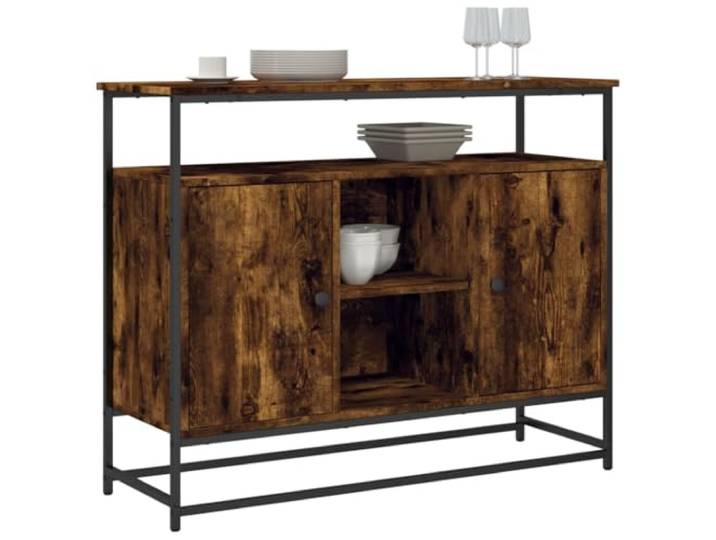 KTHLBRH Anrichte Eiche Rauch 100 x 35 x 80 cm Holz mehrschichtig Verstellbare Füße, robuste Platte, großer Raum, kippsicher, einfache Reinigung