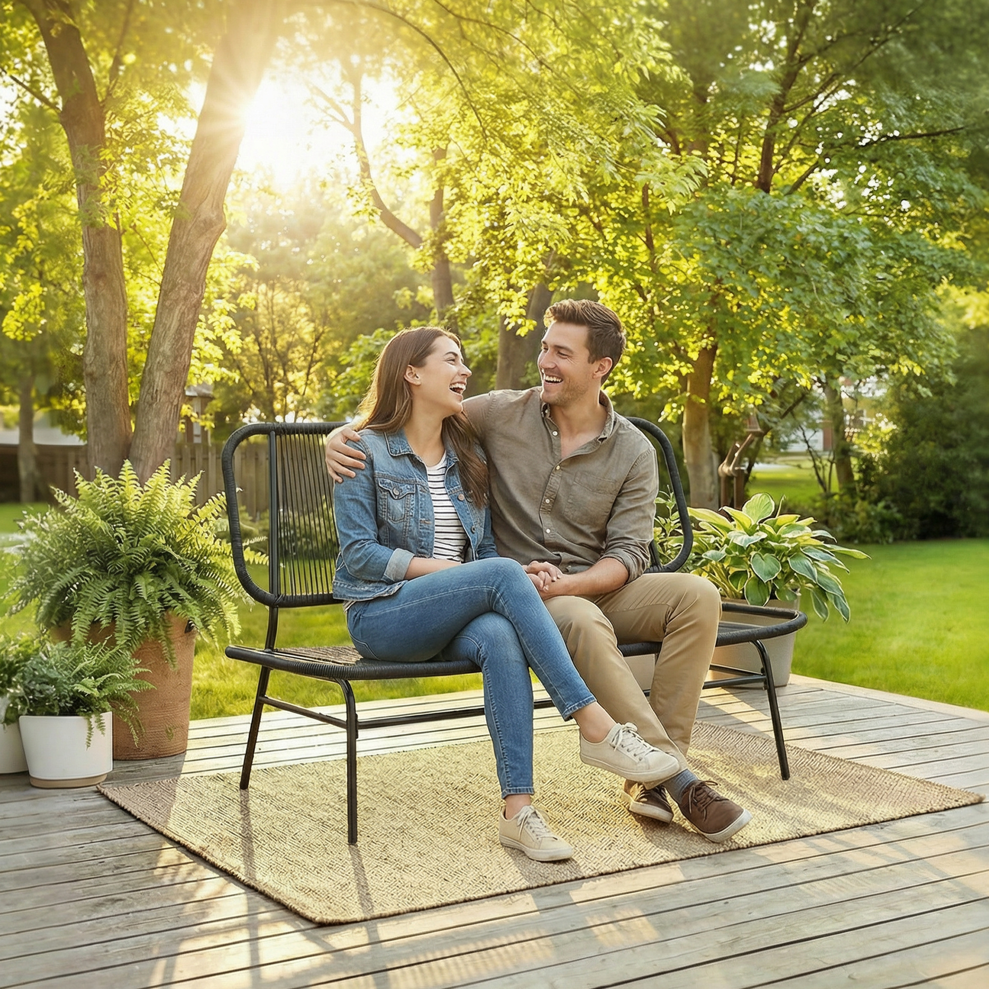 Outsunny Divano Rattan 2 Posti, Loveseat con Seduta e Schienale Intrecciati, Nero.   Aosom Italy