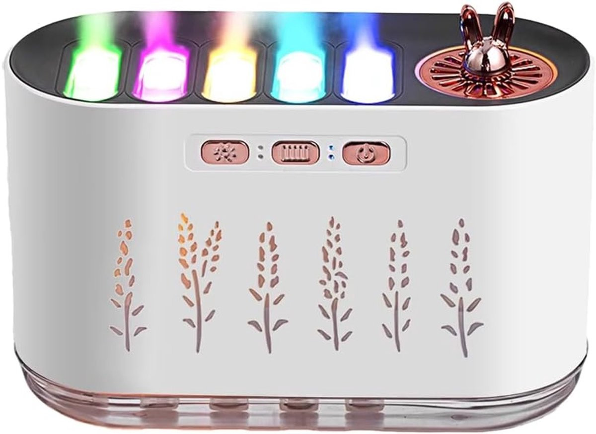 Stemgestuurde Luchtbevochtiger en Aromatherapie Apparaat met Licht, Wit/Roze