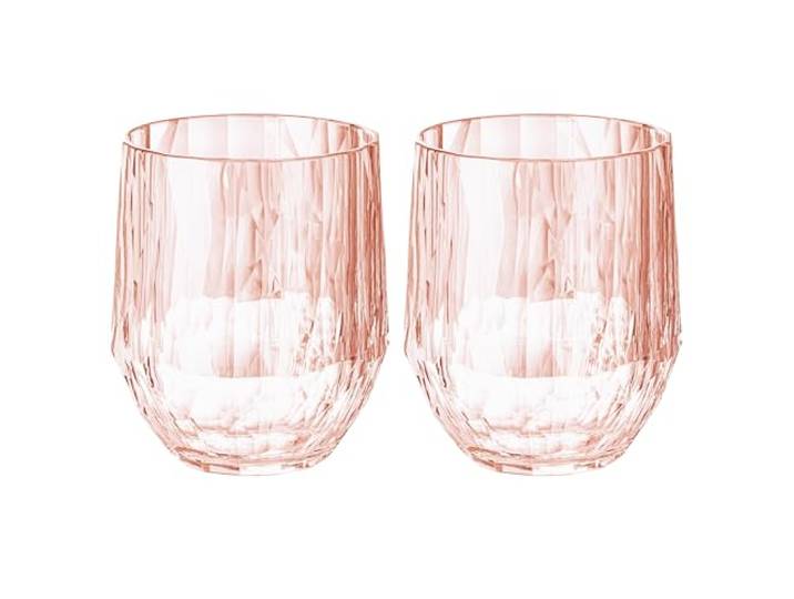 koziol Superglas Club No.23 Lot de 2 verres à vin blanc en plastique transparent luxueux incassable réutilisable pour fête\, camping\, 200 ml (Quartz rose transparent)