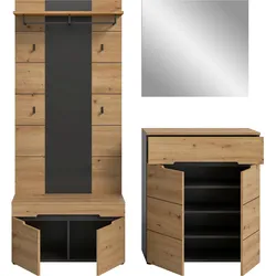 Garderobe CANU 4-teilig Eiche, Grau