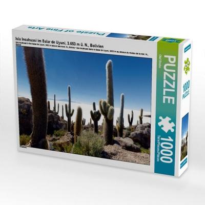CALVENDO Puzzle Isla Incahuasi im Salar de Uyuni, 3.653 m ü. N., Bolivien | 1000 Teile Lege-Größe 64x48cm Foto-Puzzle für glückliche Stunden