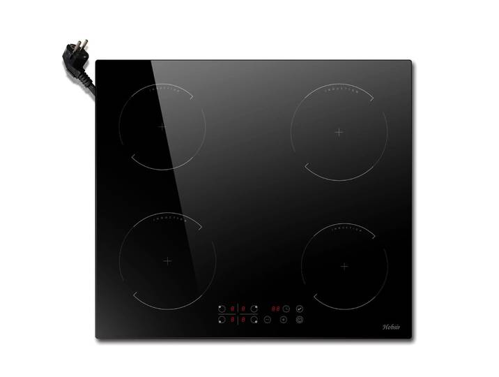 Hobsir Plaque Induction 4 Feux avec Prise, 3500W Plaque à Induction, Plaque de Cuisson Électrique Encastrable, 60CM, Commande Tactile, Verrouillage de Sécurité, Verre Céramique Noir, 240V