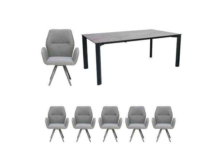 STERN Gartenmöbel-Set 7tlg. PENTA Ausziehtisch 160/210x100cm mit