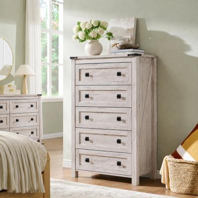afulyperfllc "48"" Tall Farmhouse 5 Drawer Wood Dresser, Chest of Drawers for Bedroom"