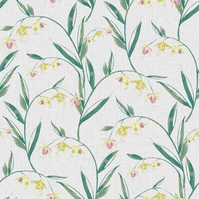 Laura Ashley Fulwell Fuchsia Pale Slate Grey Wallpaper