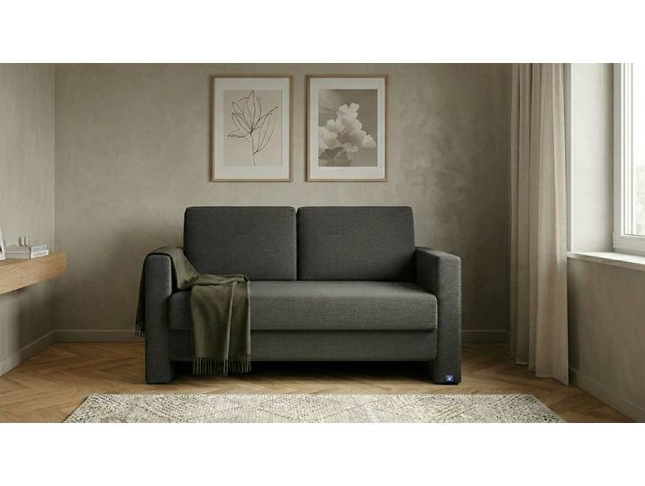 BRUNO Schlafsofa 120cm in Anthrazit Schmal stabiles Massivholz & Boxspringkomfort